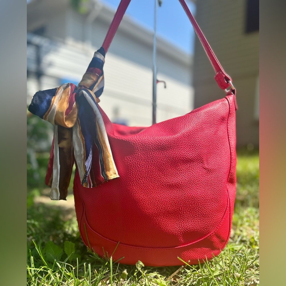 Jewell Thirty-One Red “Very Cherry” Midway Large Hobo Shoulder Bag w/ FREE Scarf
